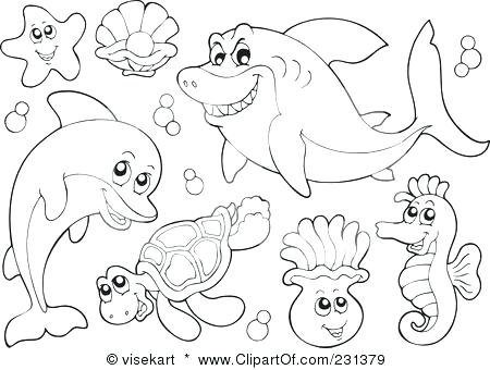450x340 Water Animals Coloring Pages Sea Life Coloring Pages As Well As