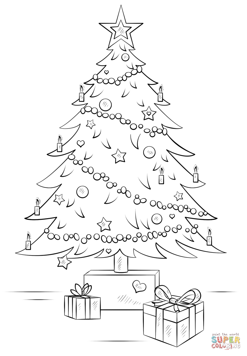 824x1186 Realistic Christmas Tree Coloring Pages Printable Coloring
