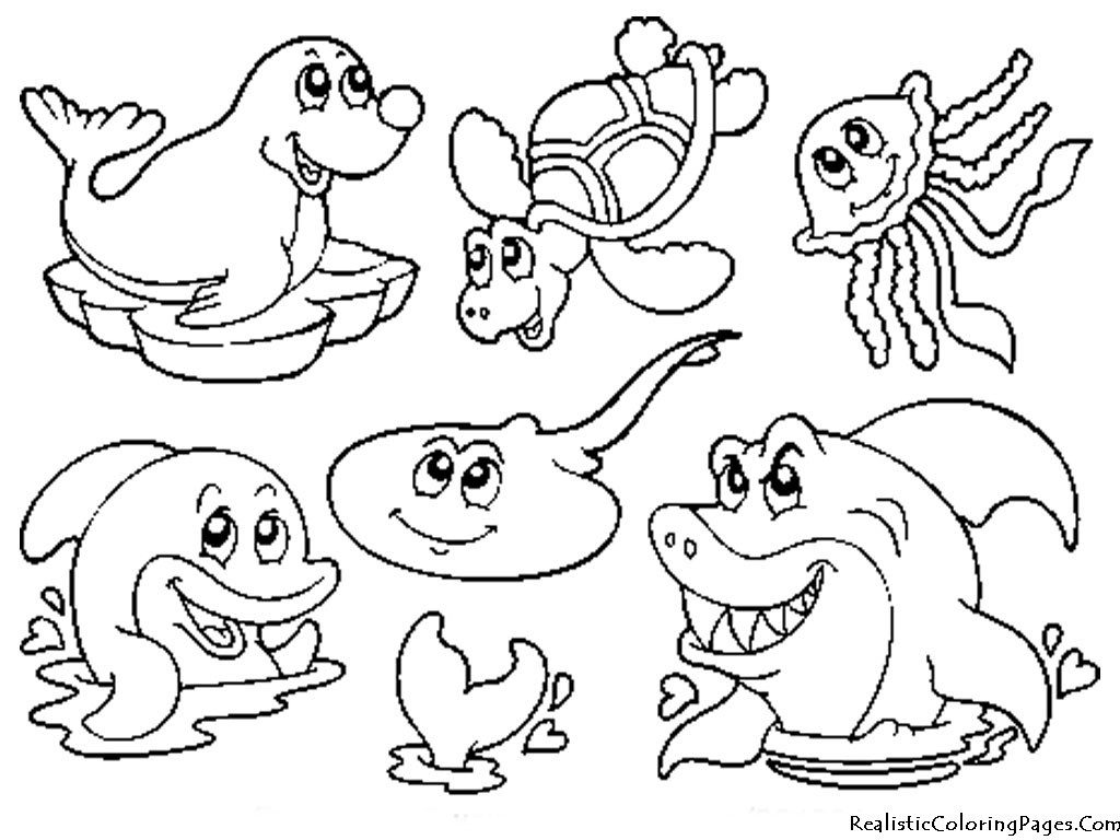 1024x768 Realistic Sea Animal Coloring Pages Wagashiya