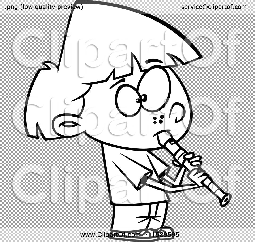 1080x1024 Clipart Of A Cartoon Lineart Girl Playing A Recorder