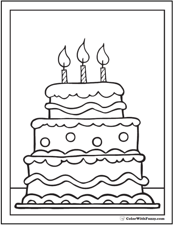 590x762 Add Candles To The Birthday Cake Coloring Page Birthday Cake