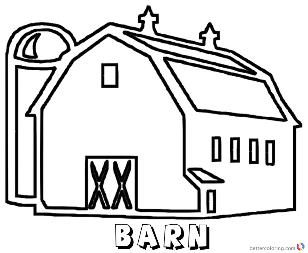 1000x820 Easy Barn Coloring Page Successful Red Free Pr