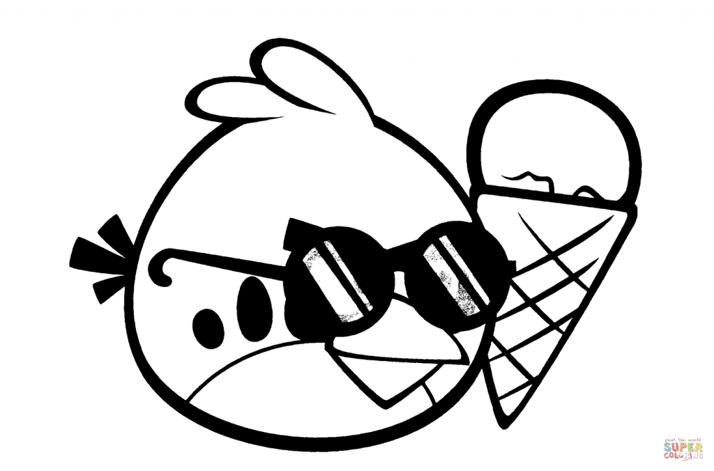 1024x676 Red Bird Ice Cream Coloring Page