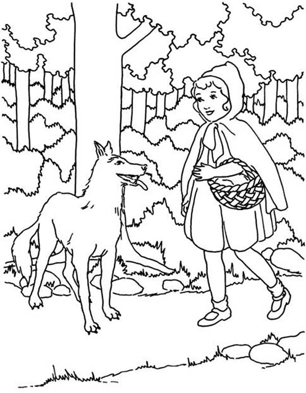 600x770 Red Riding Hood Meet The Wolf Coloring Pages Batch Coloring