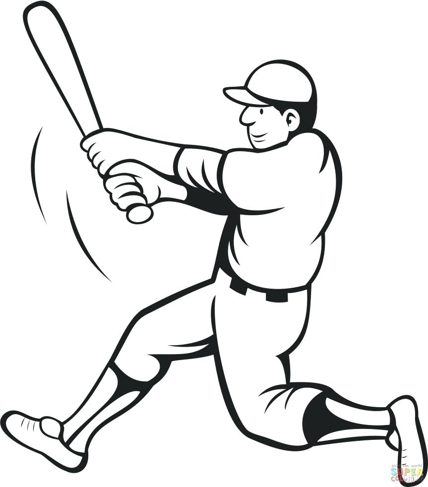 863x982 Coloring Page Red Sox Coloring Pages Baseball Batter Swinging