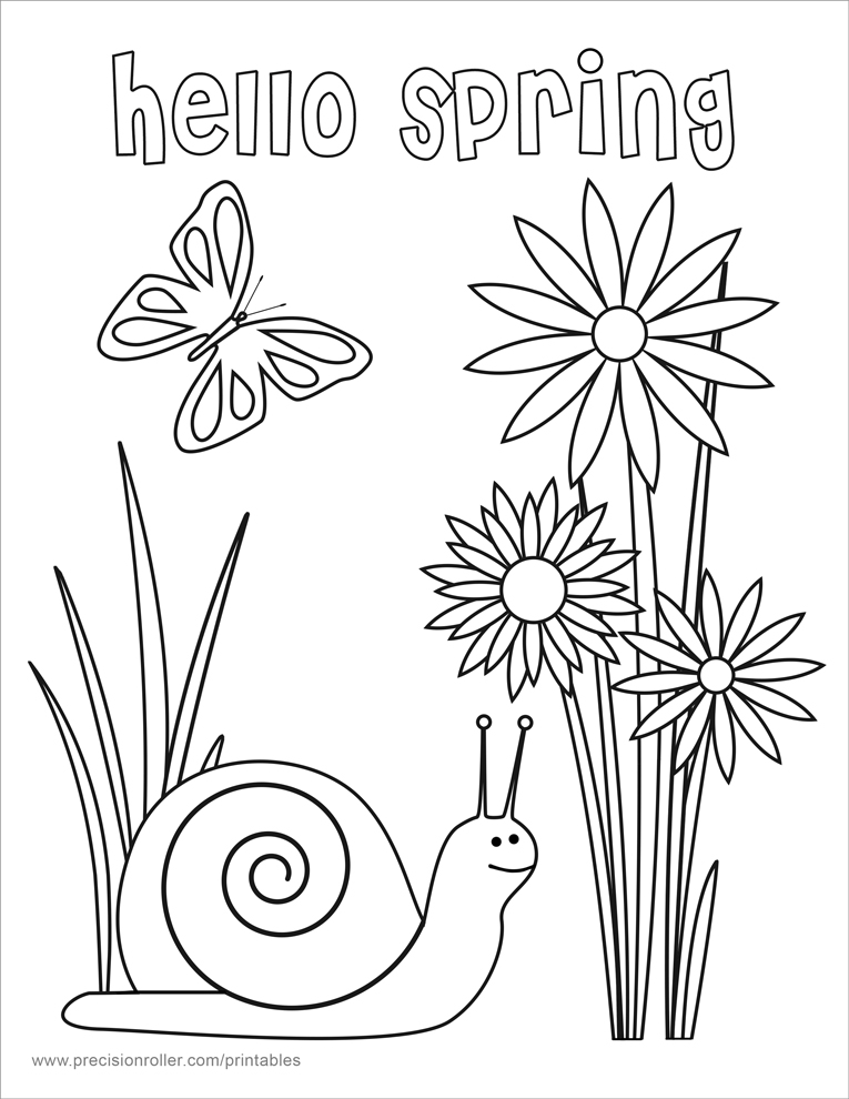 765x990 Hello Spring Coloring Page