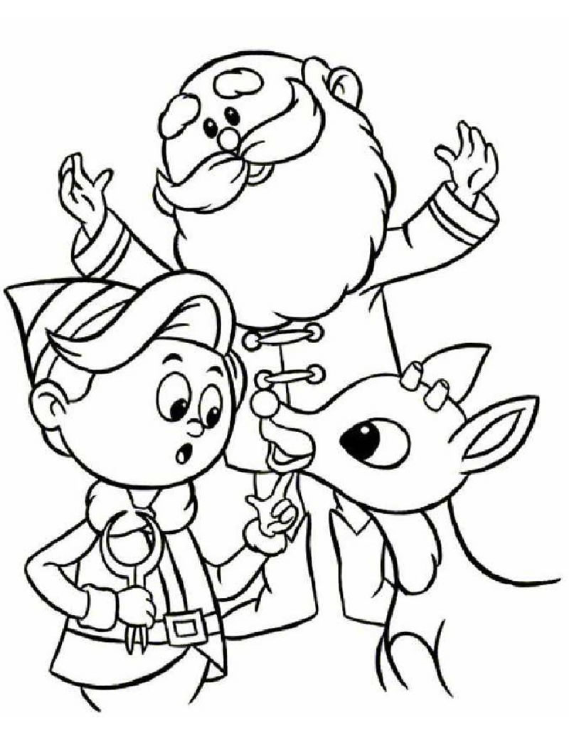 800x1034 Rudolph, Santa Claus And Hermey The Elf Coloring Pages