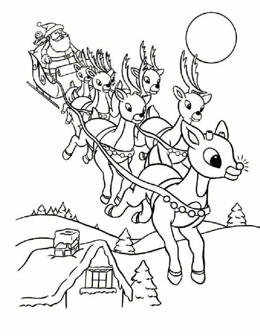 1024x1325 Coloring Pages Of A Rudolph Reindeer In Cartoon Free Coloring Sheets
