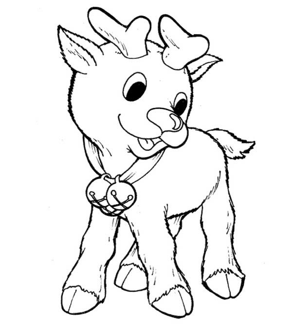 600x667 Little Rudolph The Red Nosed Reindeer Coloring Page Color Luna