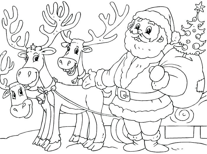700x522 Christmas Santa Coloring Pages Coloring Pages And Reindeer
