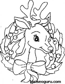 262x338 Reindeer Head Coloring Page