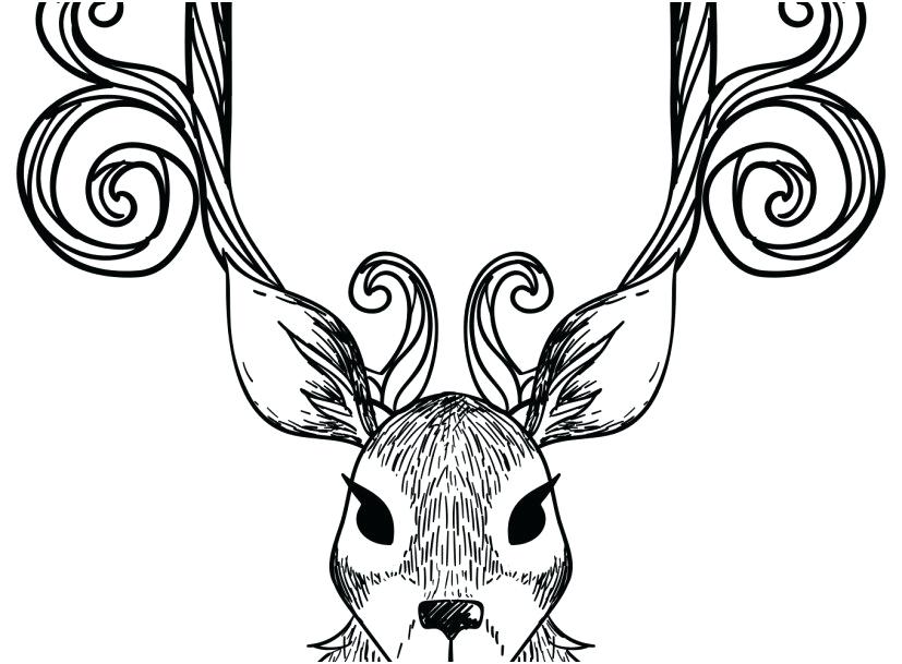 827x609 Reindeer Coloring Page
