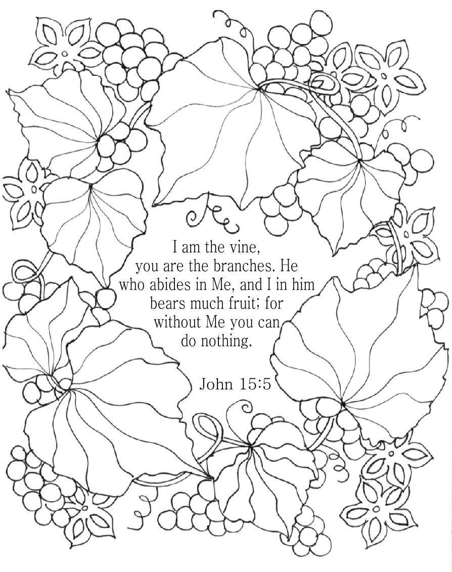 894x1131 New I Am The Vine Bible Coloring Page For Adults John Nkjv