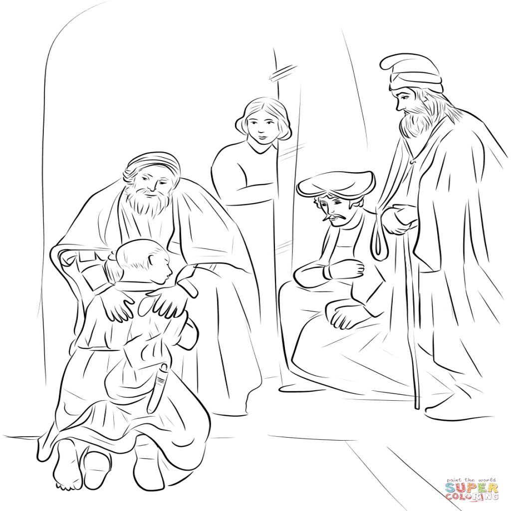 1024x1024 Return Of Prodigal Son Rembrandt Coloring Page Free Inside