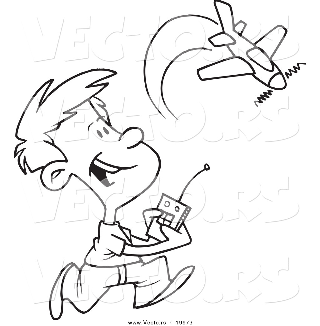 1024x1044 Vector Of A Cartoon Boy Playing With A Remote Control Airplane