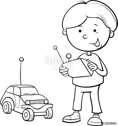 470x500 Boy And Remote Car Coloring Page Stock Image And Royalty Free