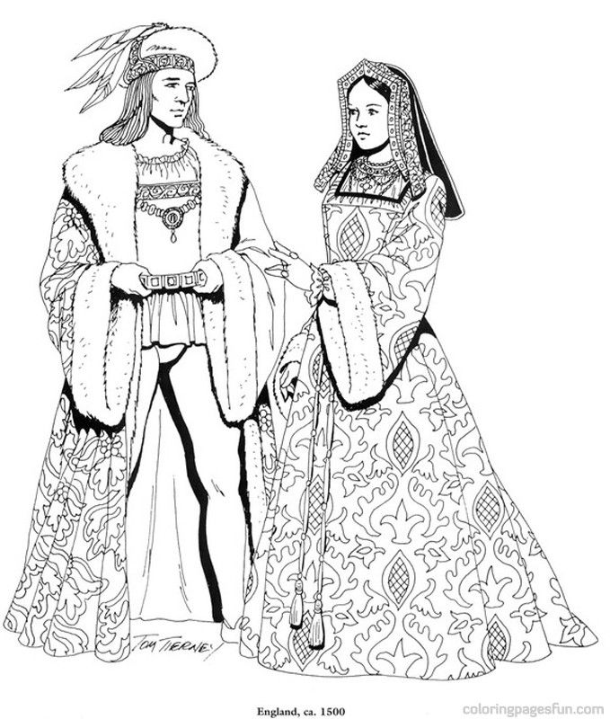 679x800 Renaissance Costumes And Clothing Coloring Pages