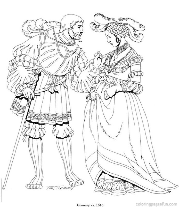 694x800 Renaissance Costumes And Clothing Coloring Pages Coloring