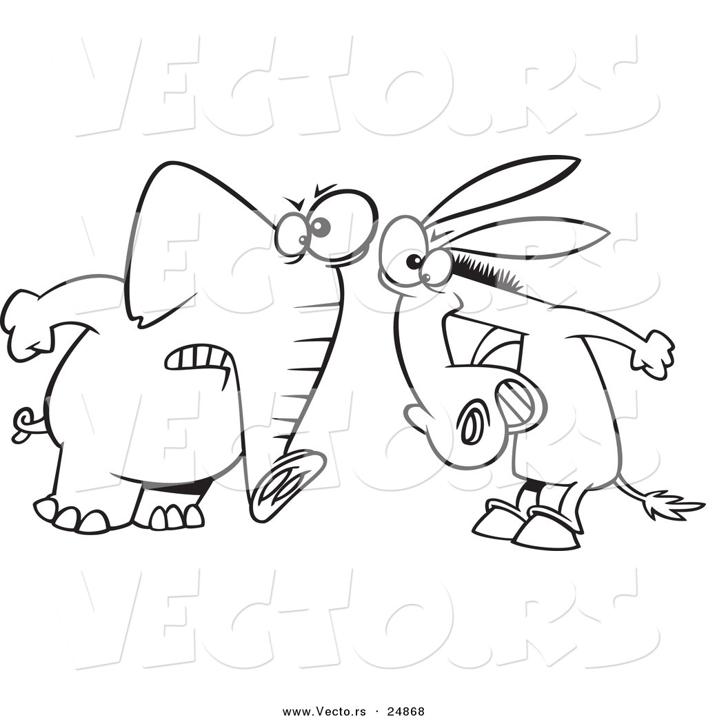 1024x1044 Vector Of A Cartoon Opposing Democratic Donkey And Republican
