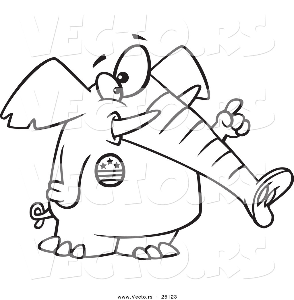 1024x1044 Vector Of A Cartoon Republican Elephant Wearing A Button