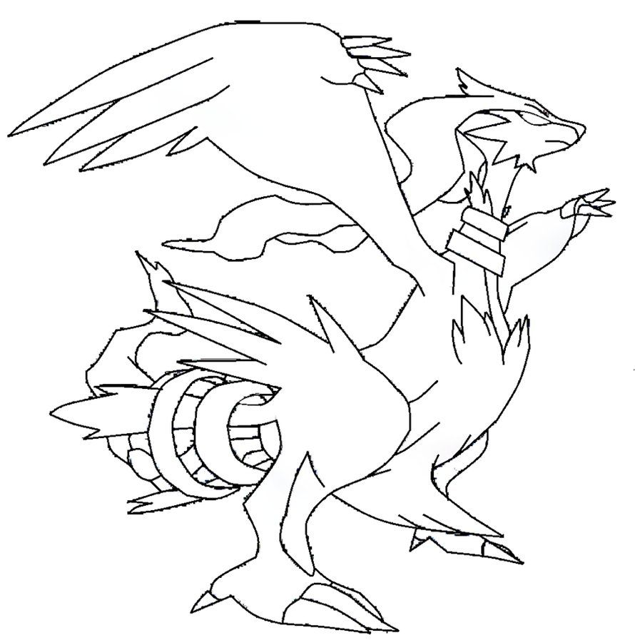 890x897 Reshiram Template Lineart