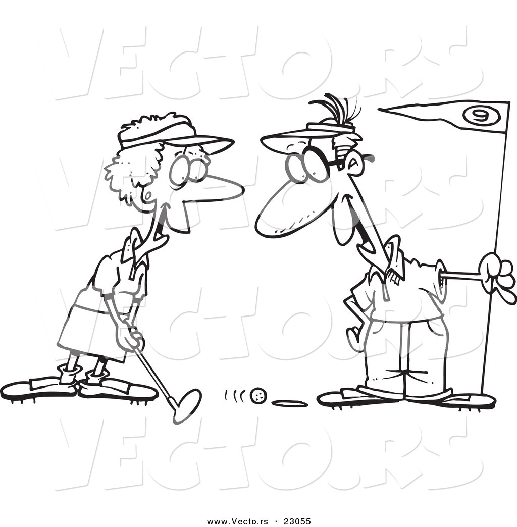 1024x1044 Vector Of A Cartoon Retired Couple Golfing