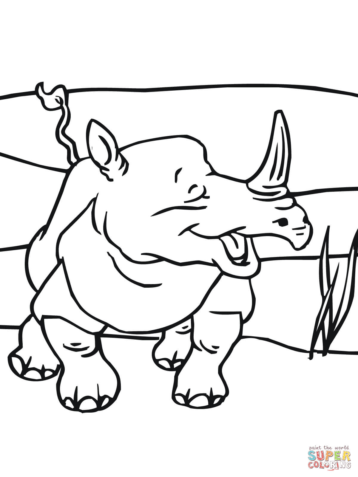 1200x1600 Fresh Smiling Rhino Coloring Page