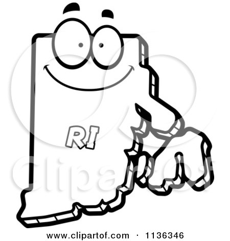 450x470 Cartoon Clipart Of An Outlined Happy Rhode Island State Character