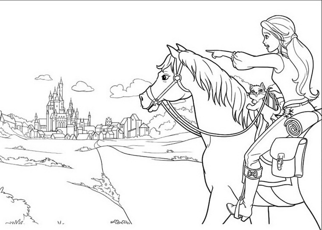 1048x749 Barbie Riding Horse Coloring Pages Coloring Pages