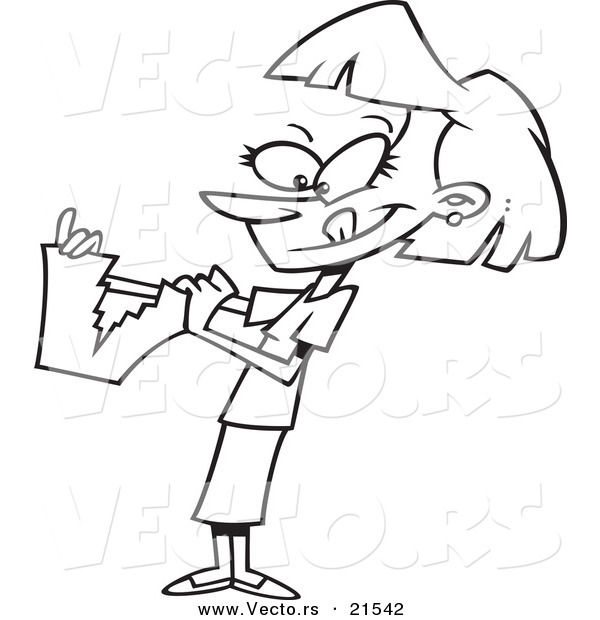 600x620 Vector Of A Cartoon Businesswoman Tearing Up Paperwork