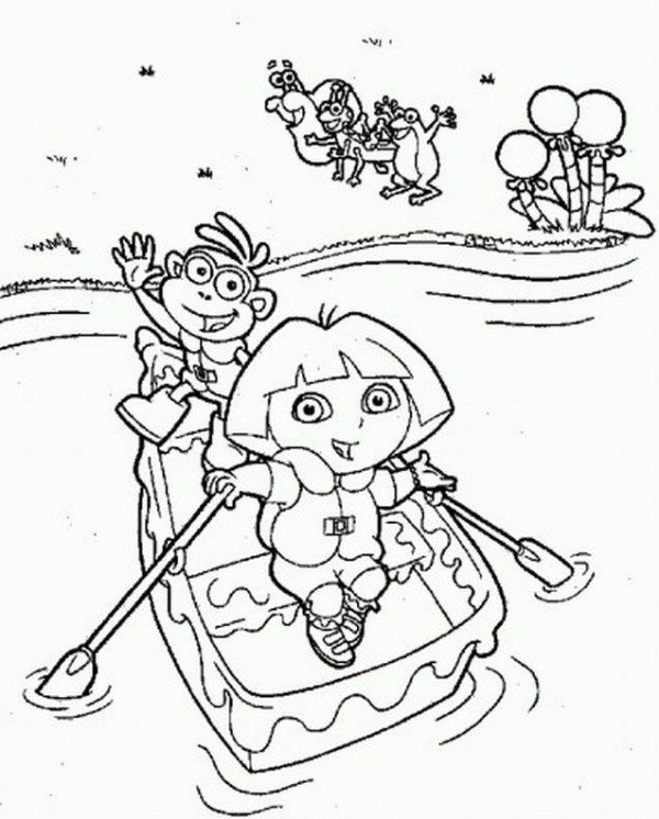 600x746 Dora And The Best Friend Monkey Cross River Coloring Page