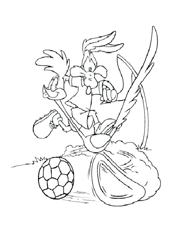 600x778 Road Runner Coloring Page Roadrunner And Coyote Playing Football