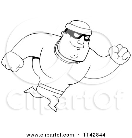 450x470 Cartoon Clipart Of A Black And White Running Male Robber