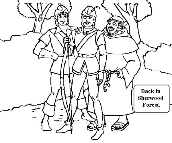 600x497 Robin Hood Coloring Page Robin Hood Back In Forest Coloring Pages