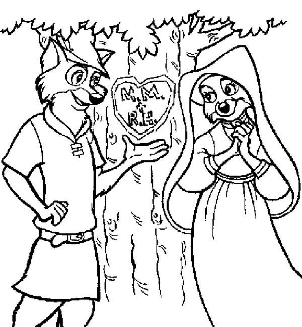 600x649 Robin Hood Carving His Love On A Tree Coloring Pages Best Place