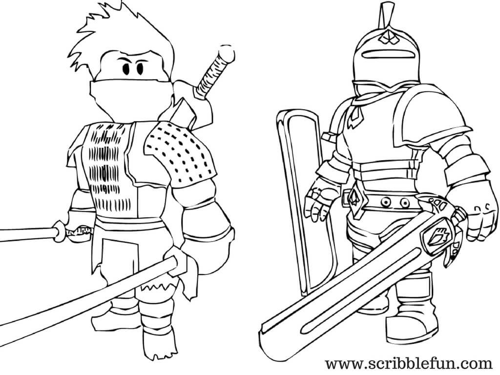 1024x768 Roblox Coloring Pages Knight And Ninja