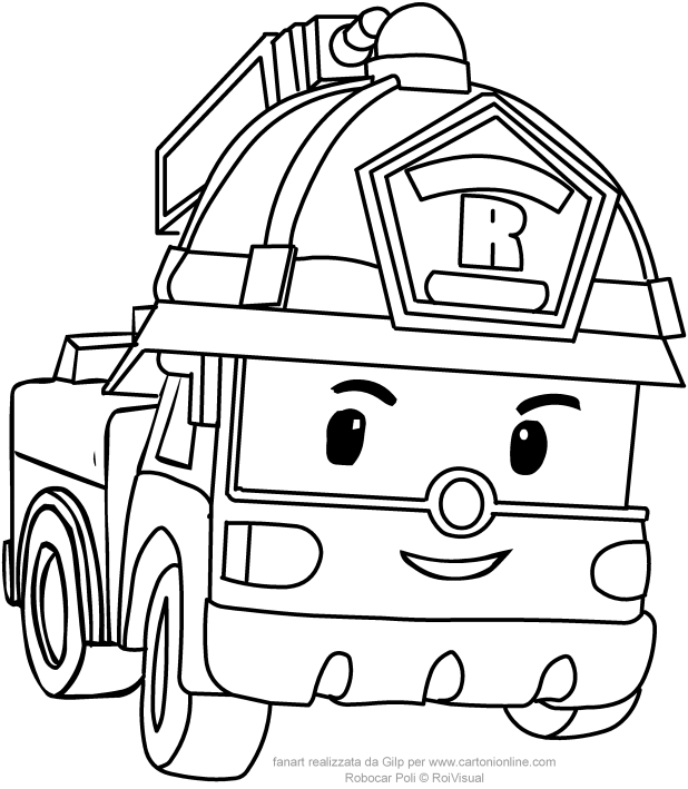 618x709 Roy In Car Version From Robocar Poli Coloring Pages
