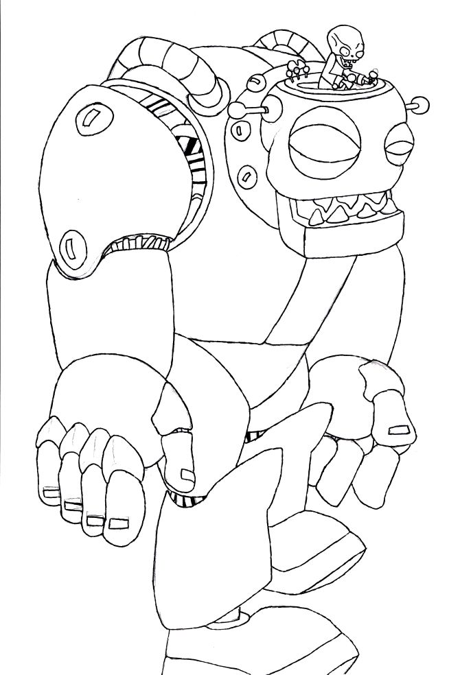 654x984 The Big Zombie Robot Coloring Pages