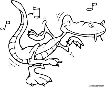 414x338 Kids Coloring Pages Alligator Rock And Roll Online