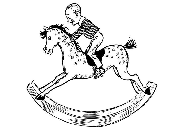 750x531 Coloring Page Child On Rocking Horse