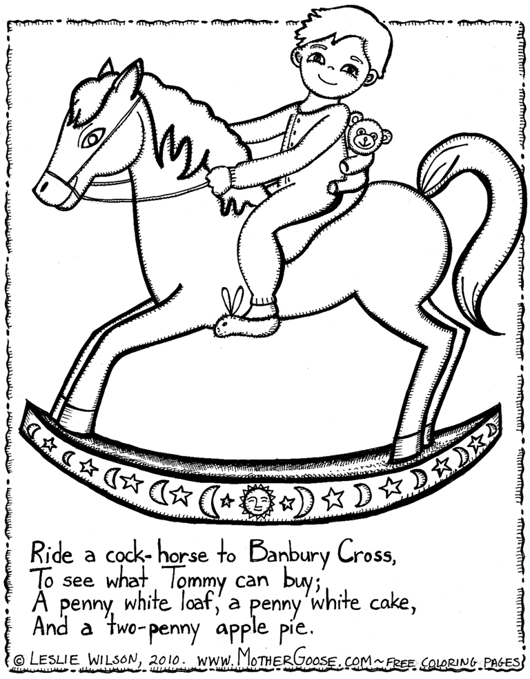 768x984 Ride A Cock Horse To Banbury Cross Coloring Page, A Free Mother