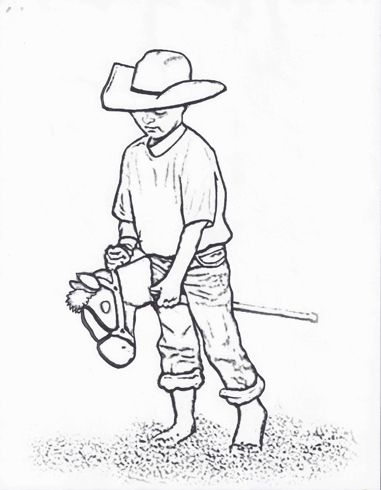 1244x1600 Rodeo Coloring Pages Little Cowboy On Stick Horse Color Page