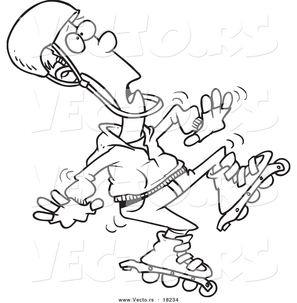 1024x1044 Vector Of A Cartoon Man Roller Blading