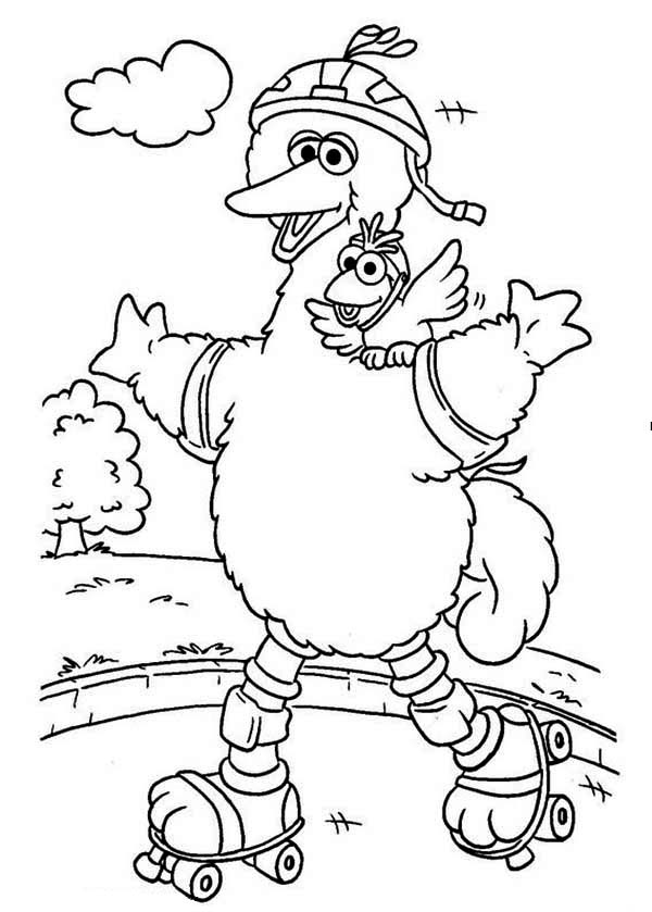 600x839 Big Bird And Roller Blade In Sesame Street Coloring Page Color Luna