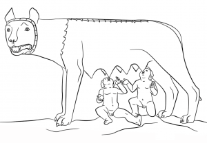 300x208 Romulus And Remus With The She Wolf Ancient Rome Coloring Page