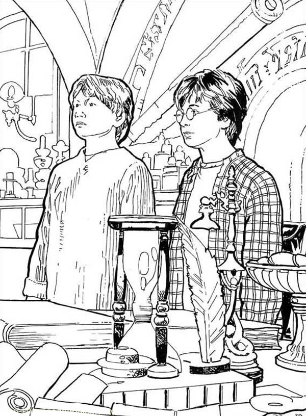600x816 Harry Potter And Ron Weasley Got Detention Coloring Page
