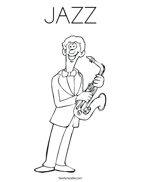 468x605 Jazz Coloring Page Twisty Noodle Saxophone Player Coloring Page