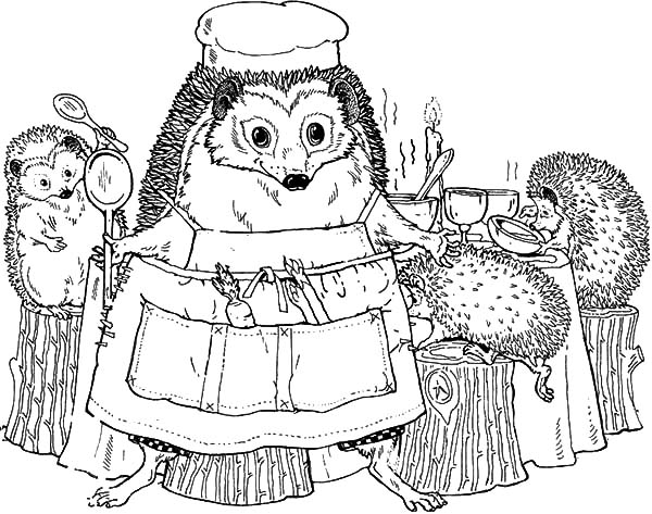 600x473 Hedgehog Family In The Dining Room Coloring Pages Coloring Sun