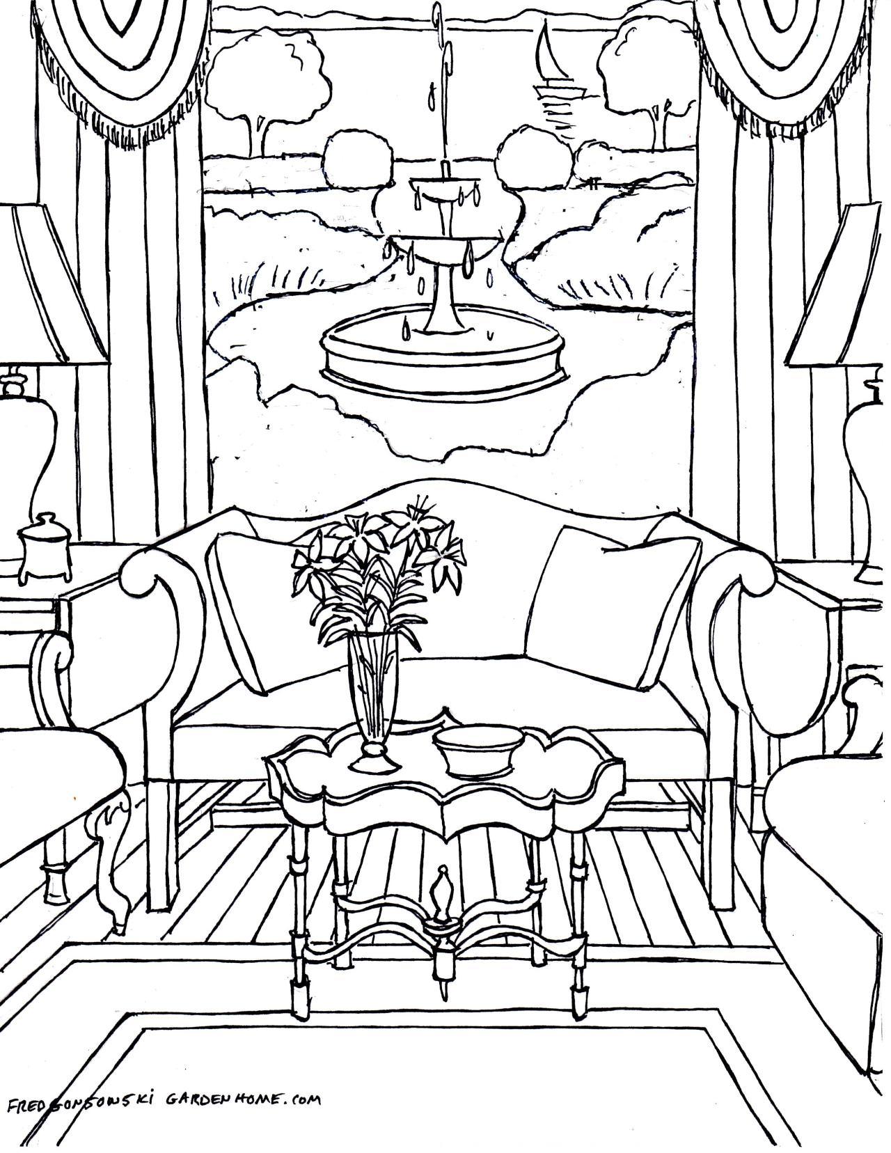 1280x1656 House Room Coloring Pages
