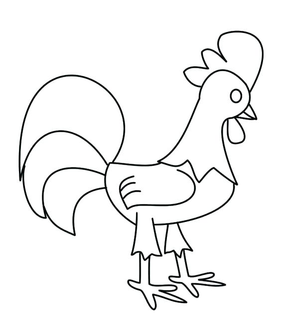 600x643 Rooster Coloring Page